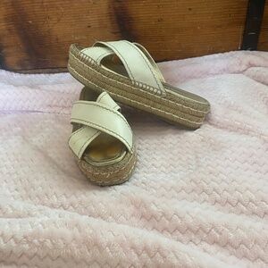 Prada ivory leather wedge sandals sz. 7-7.5